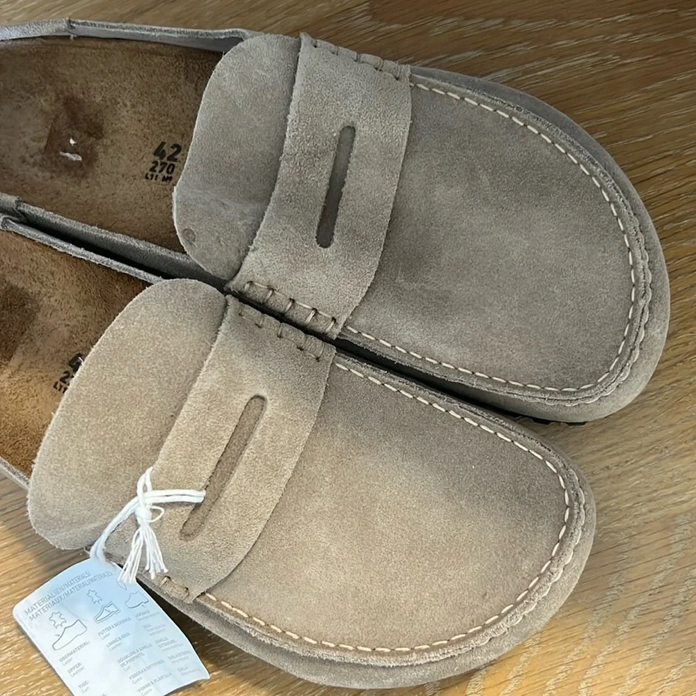 Birkenstock Suede Penny Loafers in Beige